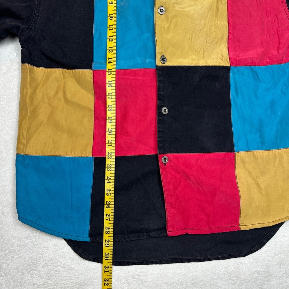 VTG MACHINE Patchwork Colorblock Denim Button Up … - image 6